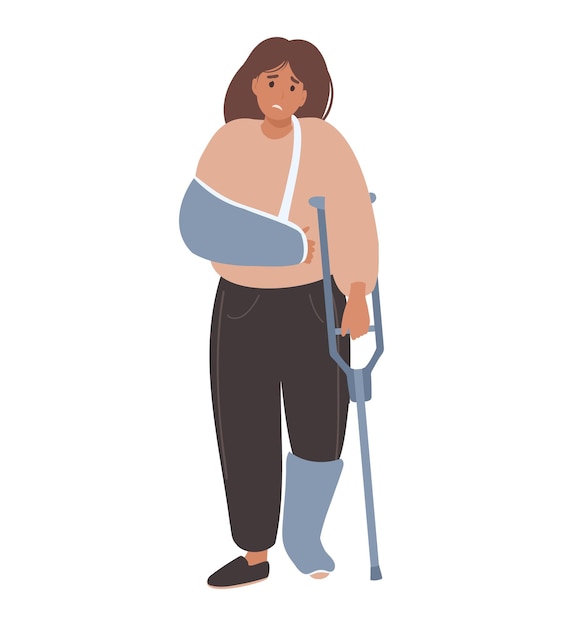 A woman with a broken arm and a broken arm is in a cast.