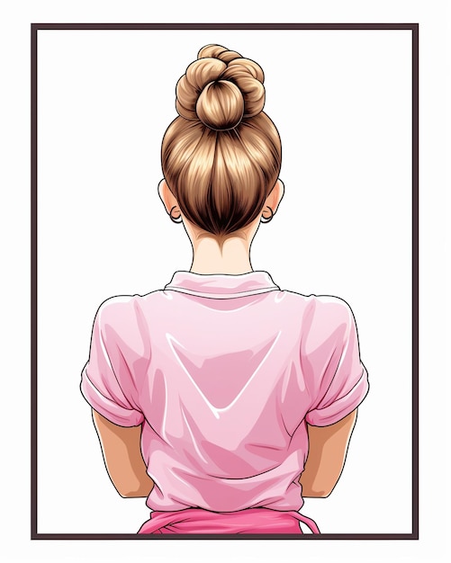 Woman with Bun Hair Wearing Casual Clothes