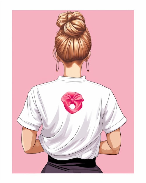 Vector woman with bun hair wearing casual clothes