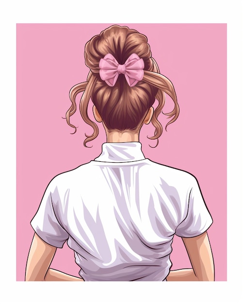 Woman with Bun Hair Wearing Casual Clothes