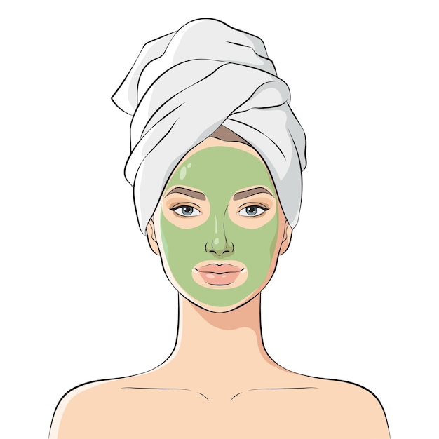 Woman with a cosmetic face mask vector illustration