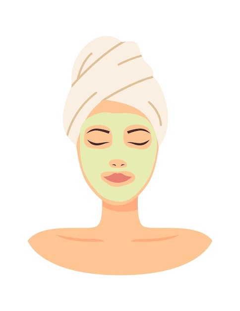 Woman with a cosmetic face mask Vector illustration