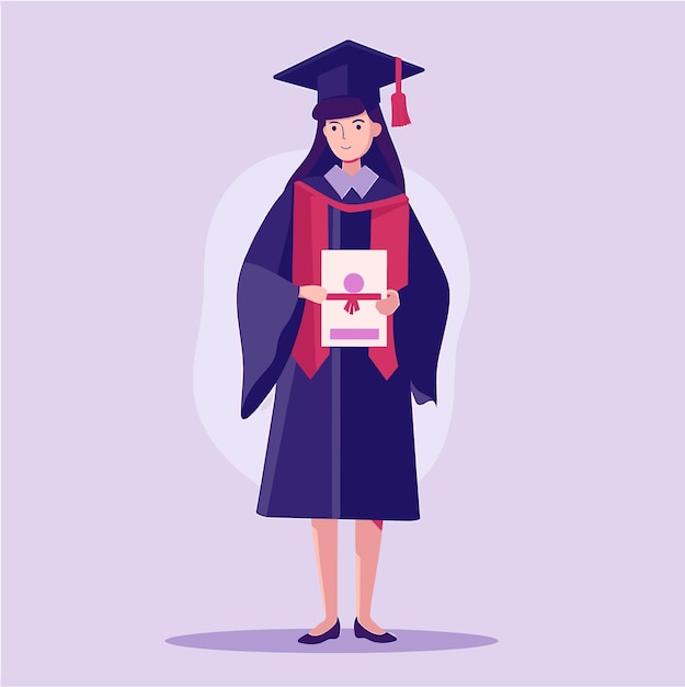 Vector a woman with a diploma in her hand