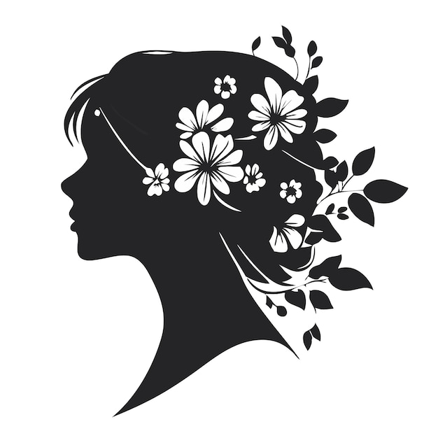 a woman with flowers on her hair is wearing a black and white photo