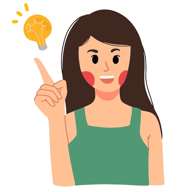 Woman with gesture of a good idea with light bulb Illustration