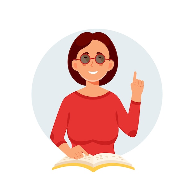 Woman with glasses and a book in her hand