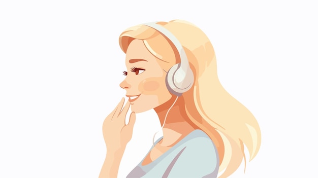 Vector a woman with headphones on her face is looking up