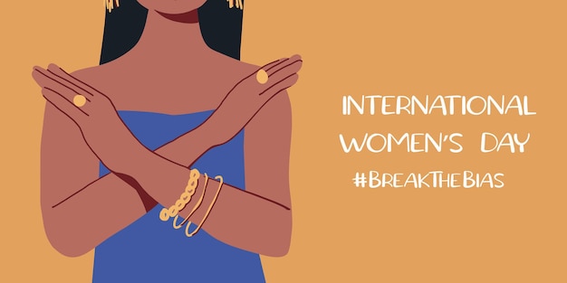 woman with her arms crossed over her arms Break The Bias campaign International Women's Day