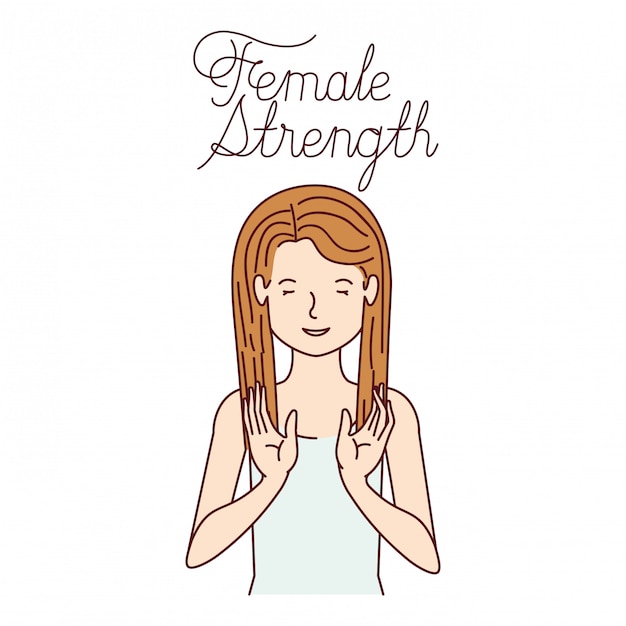 Woman with label female strength avatar character