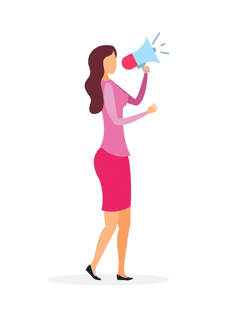 Woman with Loudspeaker   Illustration