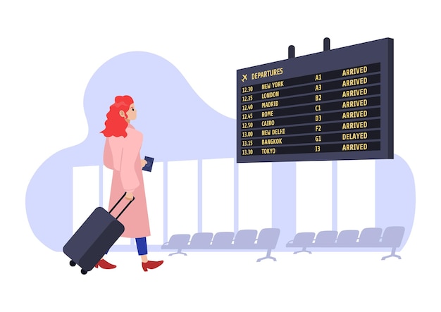 Vector woman with luggage