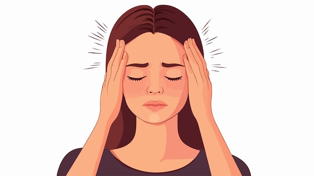 Woman with Migraine Headache Medical Illustration