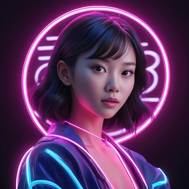 Vector woman with a neon sign that says blac on it