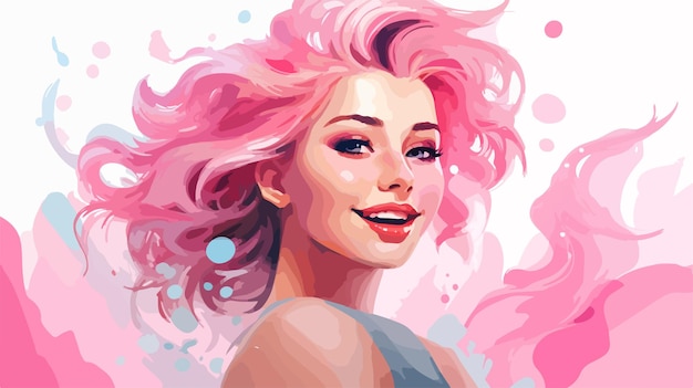 a woman with pink hair and a pink hair