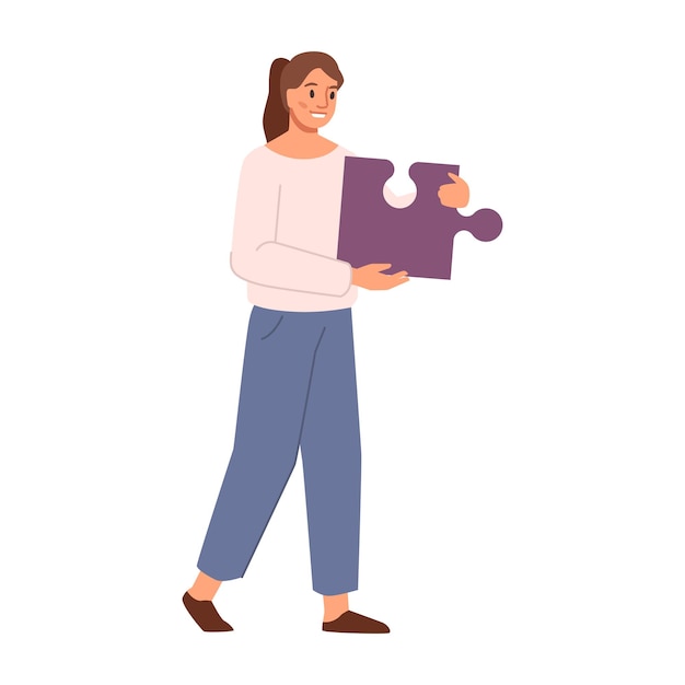 Woman with puzzle in hand mental health