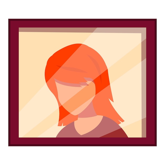 Vector woman with red hair reflecting in picture frame glass