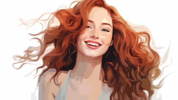 a woman with red hair smiling and laughing