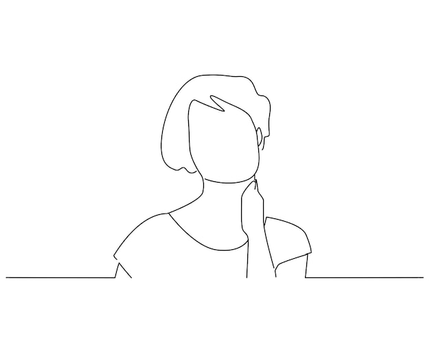 Woman with short hair line art illustration