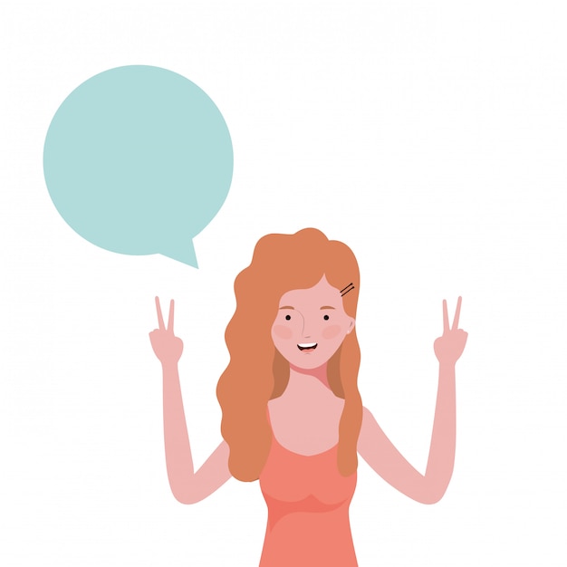 Woman with speech bubble avatar character