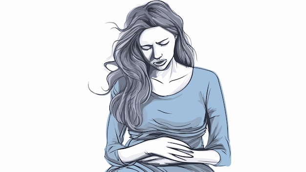 Woman with Stomach Problems Doodle