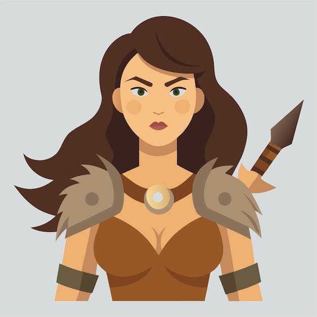 Vector a woman with a sword and shield on her head