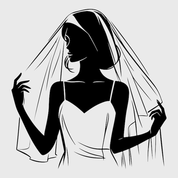 Vector woman with a veil