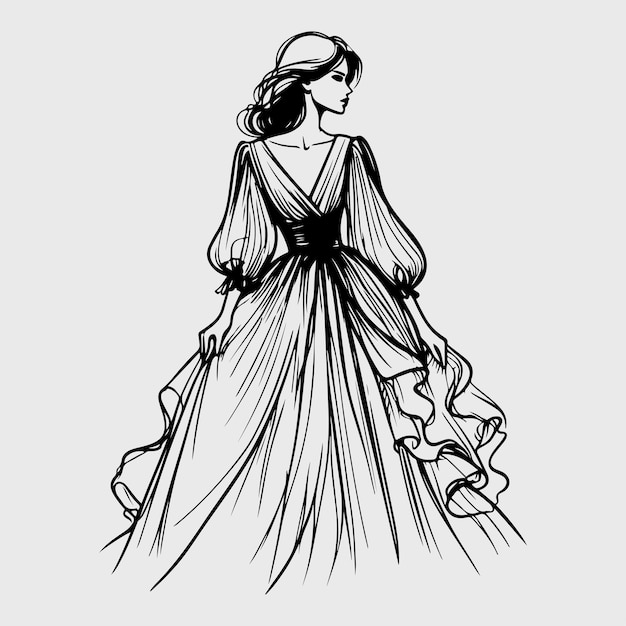 Vector woman with a victorian dress