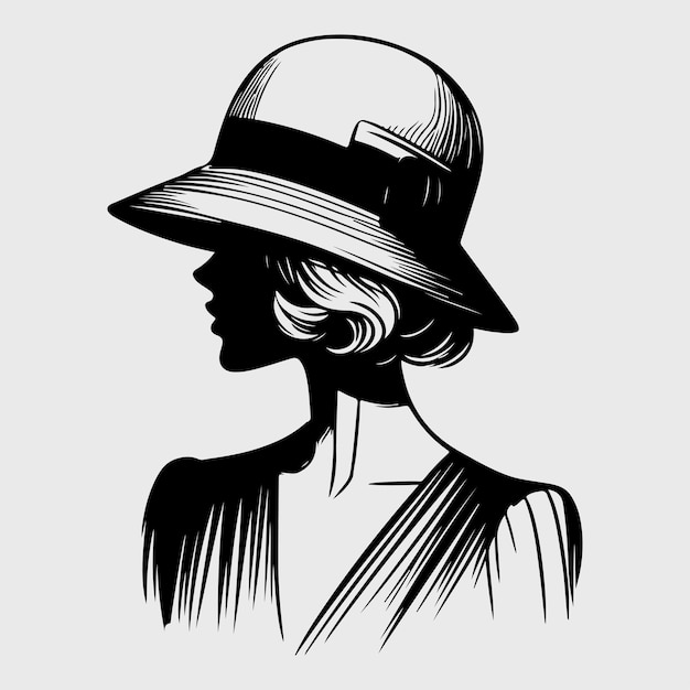 Vector woman with a vintage cloche