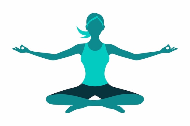 a woman in a yoga pose with her arms outstretched