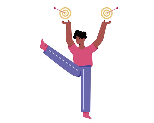 A woman on yoga pose with some target