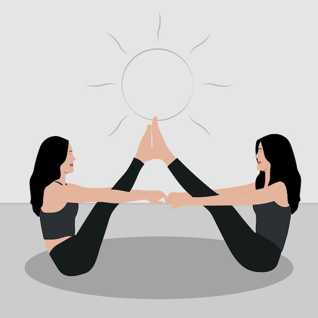 Vector woman yoga poses set