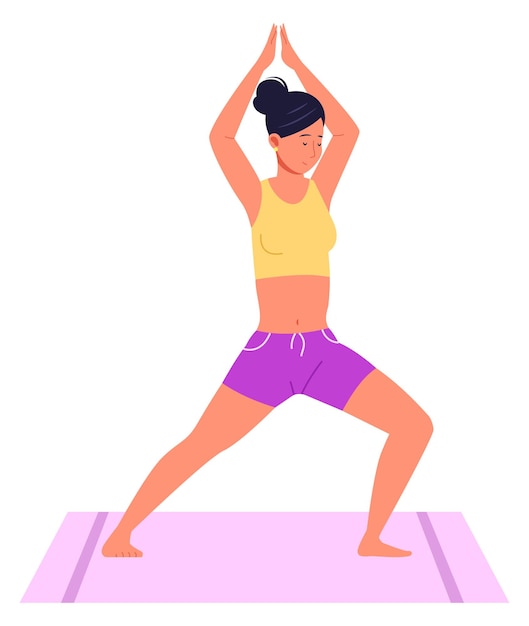 Woman yoga training Person in balance pose stretching on mat