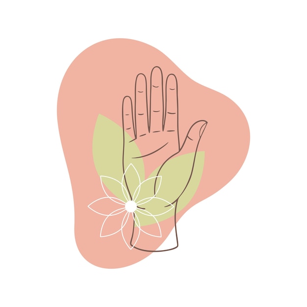 Vector womans hand is surrounded by leaves and flower beauty design element care and spa procedures