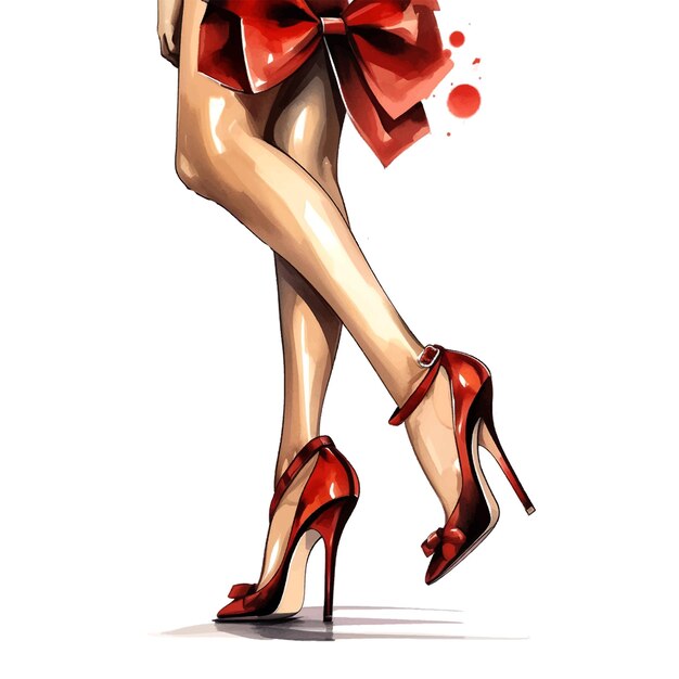 Vector womans legs in leopard print high heels with bows medibang clipart