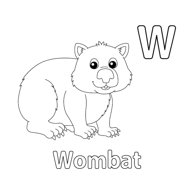 Wombat Alphabet Dinosaur ABC Coloring Page W