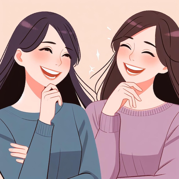 A women are smiling and laughing illustration design