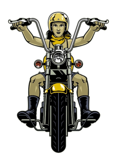 Women Biker riding Motorcycle