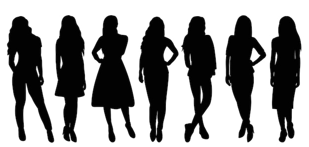 Women black silhouette isolated vector