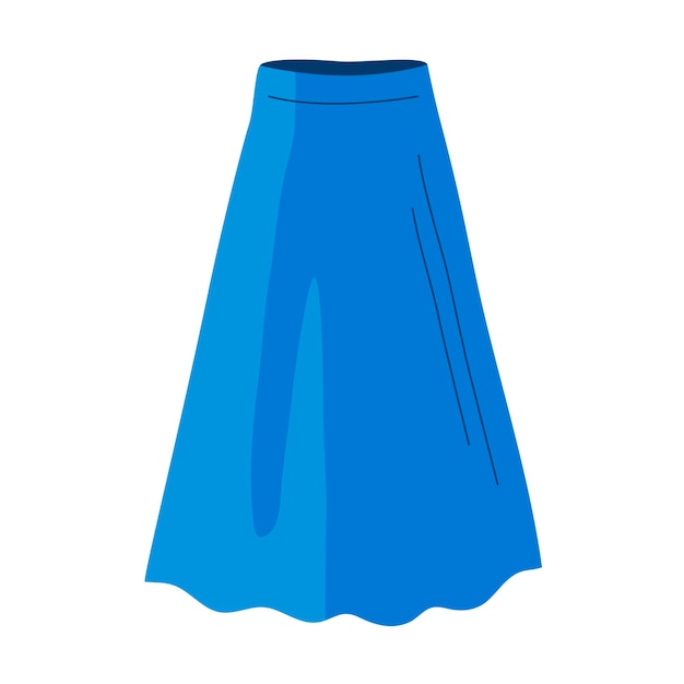 Women blue long skirt on a white background