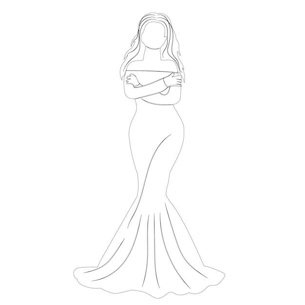 Women bride princess sketch isolated vector