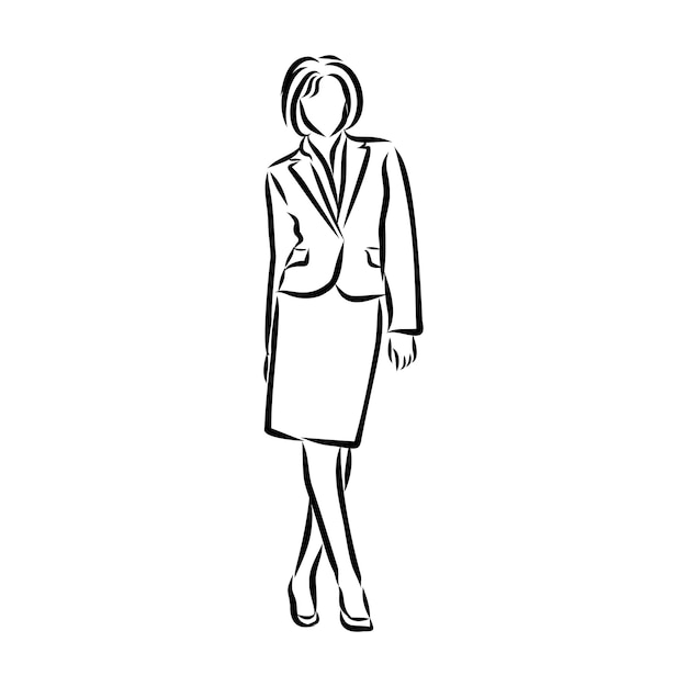 Women in business suits, vector sketch illustration