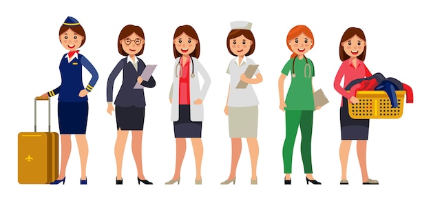 women in different profession character set