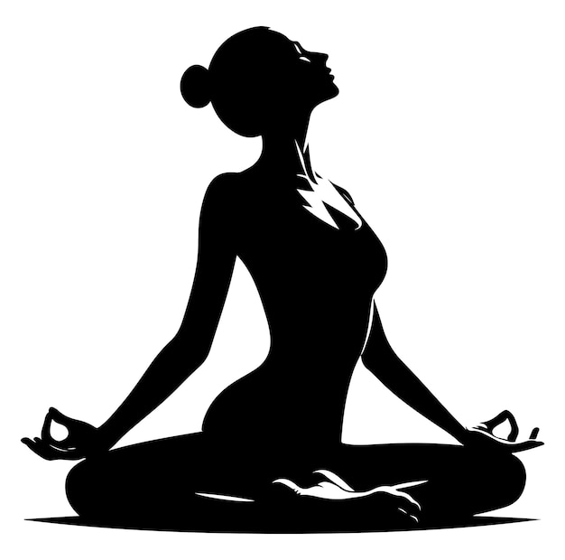 Women doing yoga vector silhouette illustration