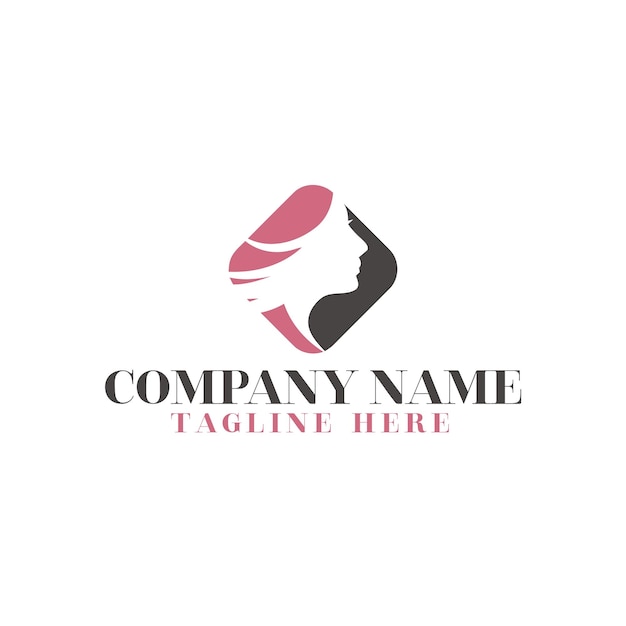 Women face hair salon logo vector Design