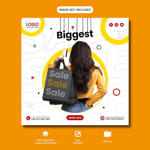 Women Fashion Collection Biggest Sale social media post template design