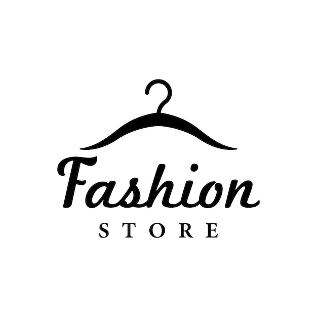 Women fashion logo template with clothes hanger luxury clothesLogo for businessboutiquefashion shopmodelshopping and beauty