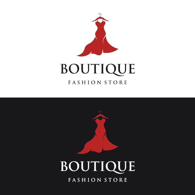 Women fashion logo template with clothes hanger luxury clothesLogo for businessboutiquefashion shopmodelshopping and beauty