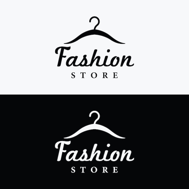 Women fashion logo template with clothes hanger luxury clothesLogo for businessboutiquefashion shopmodelshopping and beauty