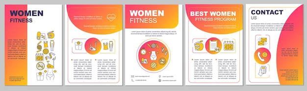 Vector women fitness brochure template weight losing flyer booklet leaflet print design healthy lifestyle workout and dieting vector page layouts for magazines annual reports advertising posters