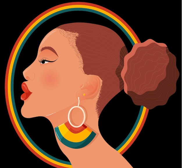 Women flat illustration design with earing.